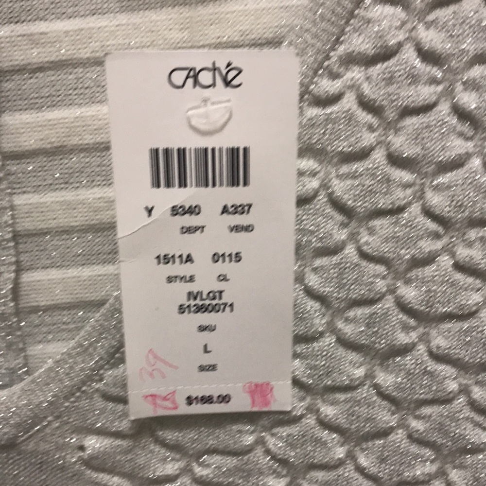 Cache Silver Sparkly Midi Sweater Dress Size L NWT - Picture 9 of 9
